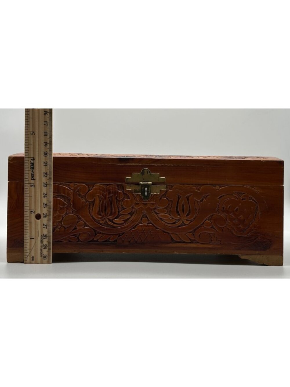 Vintage Handcrafted Wooden Jewelry Keepsake Box Treasure Chest Interior Mirror - Picture 10 of 11
